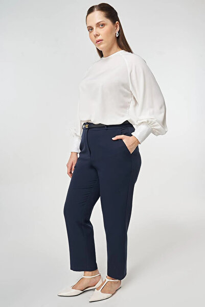 Kayra İnce K Belt I Pipe Leg Trousers Dark Navy Blue