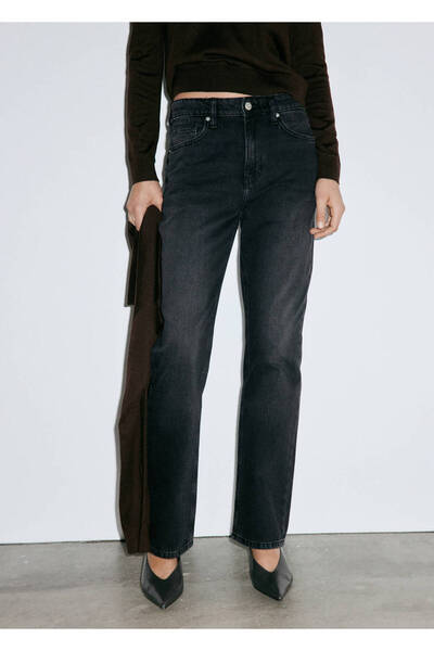 MANGO Woman Matilda yüksek belli düz kesim jean pantolon