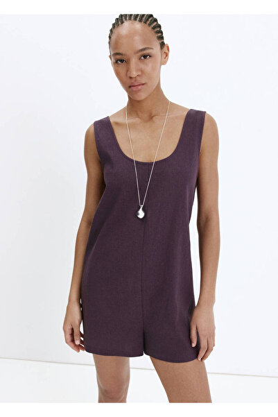 MANGO Woman Open back linen jumpsuit