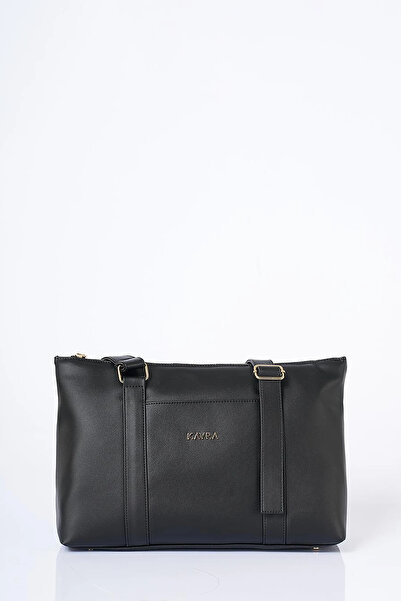 Kayra Faux Leather Large Size Bag with Extendable Strap Black