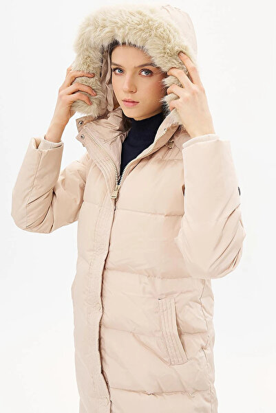 Kayra Goose down Filled Hooded Coat Cream