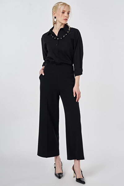 Kayra Basic Relaxed Fit Trousers Black