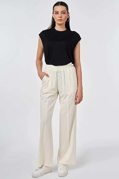 Kayra Relaxed Fit Rayon Trousers Ecru