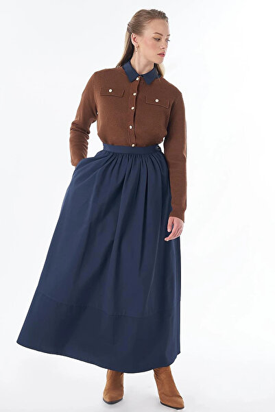 Kayra Yüksel High Waist A-Line Skirt Dark Navy Blue