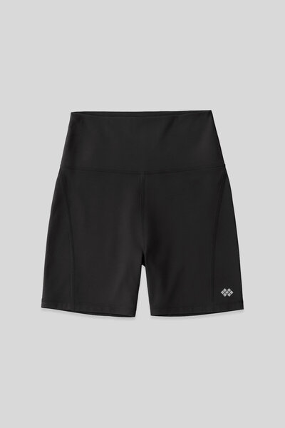 TOMMY LIFE Anthrazitfarbene, schmal geschnittene, kurze Biker-Leggings für Da...