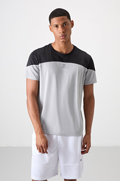 TOMMY LIFE Gray Breathable Textured Slim Flexible Standard Fit Men's Performa...
