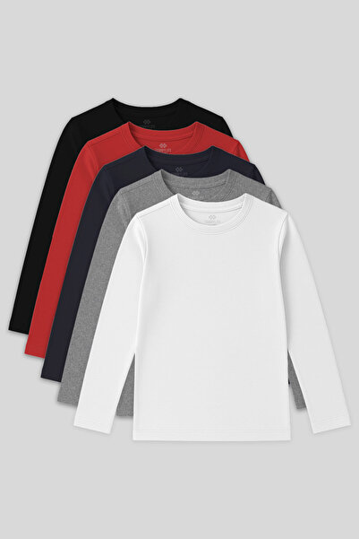 TOMMY LIFE Standard Fit Basic O-Neck 5-Pack Unisex Kids T-Shirt - 11329