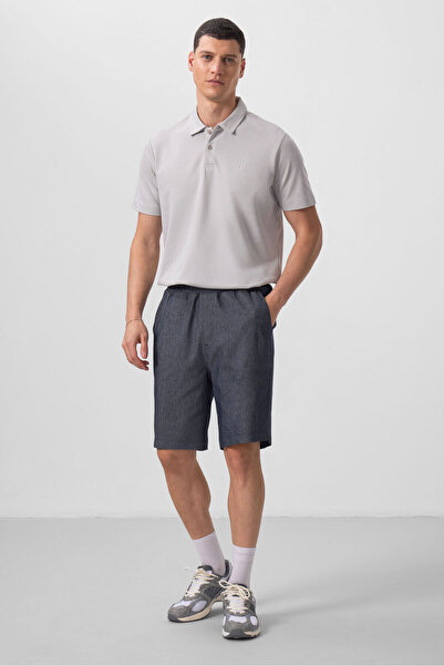 TOMMY LIFE Denim Navy Blue Standard Fit Woven Light Flexible Chino Men's Shor...