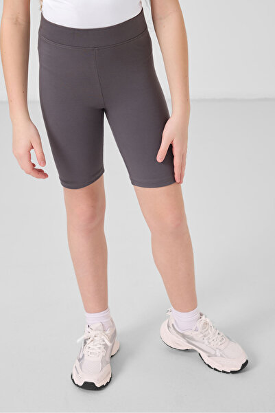 TOMMY LIFE Dark Gray Cotton Short Leg Standard Fit Basic Girls' Tights - 75188