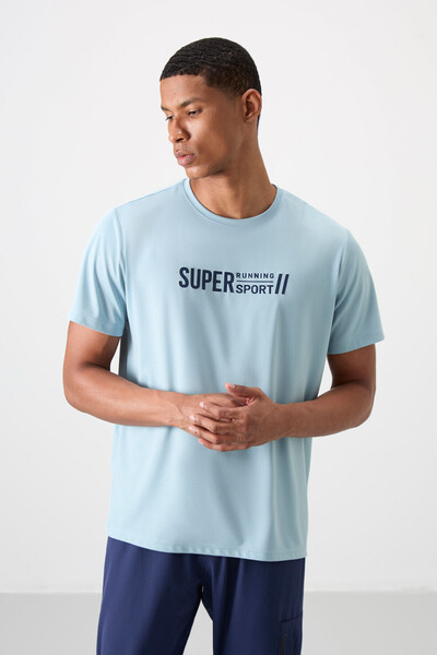 TOMMY LIFE Light Blue Breathable Textured Slim Flexible Standard Fit Men's Pe...