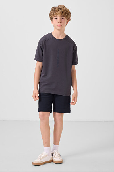 TOMMY LIFE Navy Blue Cotton Soft Textured Standard Fit Basic Boy's Shorts - 1...