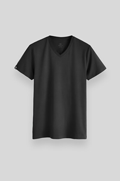 TOMMY LIFE Antracit basic cu mânecă scurtă, model standard, cu decolteu în V,...