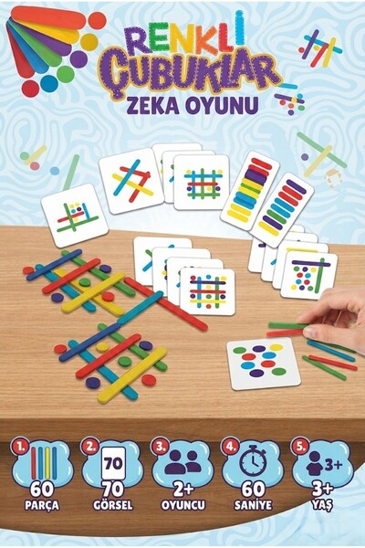 Tıfıl Toys 60-piece colorful sticks: a mind-boosting game of wits and intelli...