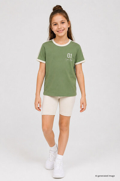 TOMMY LIFE Tricou pentru fete cu imprimeu și detaliu cactus la umeri - 75181