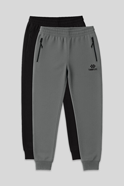 TOMMY LIFE Pantaloni de trening pentru bărbați, standard fit, pachet 2, kaki-...