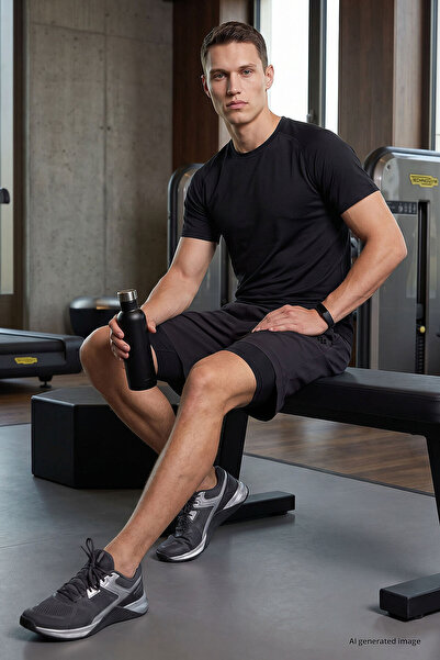 TOMMY LIFE Anthracite Slim Soft Standard Fit Men's Tights Shorts - 81287