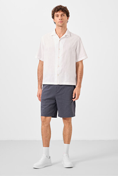 TOMMY LIFE Gri Standart Fit Dokuma Hafif Esnek Chino Erkek Şort - 81293