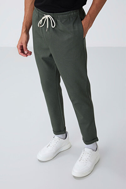 TOMMY LIFE Khaki Surface Textured Standard Fit Men's Tracksuit Bottom - 82154
