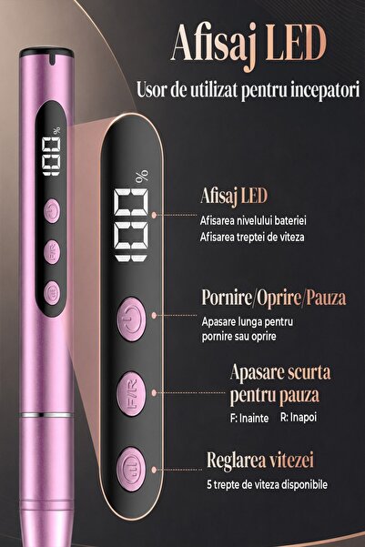 Elindor Elindor portabil ®   Pilă electrică pentru unghii 35000 RPM, Pilă ele...