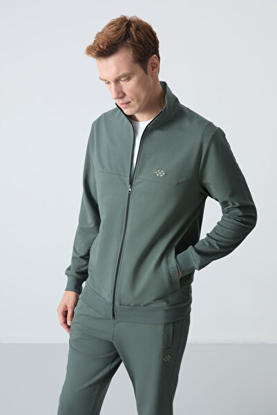 TOMMY LIFE Haki Pamuklu Kalın Yumuşak Dokulu Comfort Fit Basic Erkek Eşofman Takım - 85260