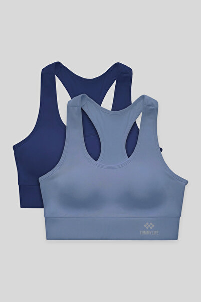 TOMMY LIFE Slim Fit U Neck 2-Pack Indigo-Petrol Women's Sports Bustier - 97120