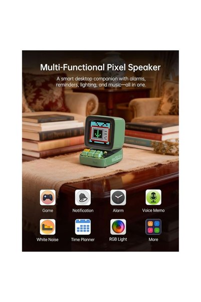 DIVOOM Retro Pixel Art Gaming Bluetooth Speaker, LED Display App Control, Audio Alarm Clock DIY