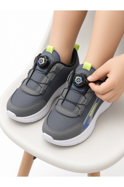 McDark Pantofi sport pentru fete, cu șireturi automate, Ice Lilac, afumati