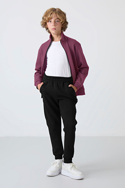 TOMMY LIFE Soft Cherry-Black Cotton Thick Fleece Lined Standard Fit Embroider...