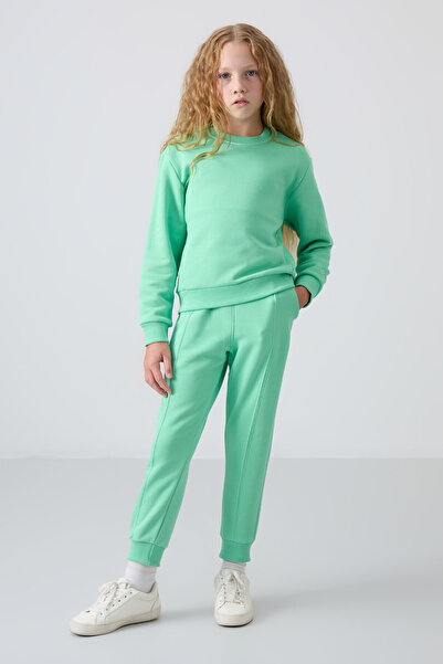 TOMMY LIFE Water Green Cotton Furry Inside Soft Textured Oversize Embroidered...