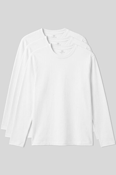 TOMMY LIFE Standart Fit Basic O Yaka 3lü Paket Beyaz Erkek T-Shirt 87997