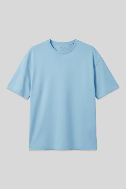 AIR JONES Açık Mavi %100 Pamuk Kalın Yumuşak Dokulu Oversize Fit Basic Erkek ...