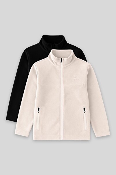TOMMY LIFE Standard Fit 2-Pack Black-Beige Boys' Fleece Sweatshirt - 11223