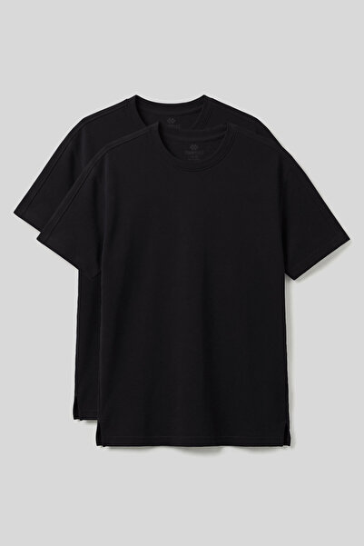 TOMMY LIFE Comfortable Form O Neck 2-Pack Black Men's T-Shirt - 88495