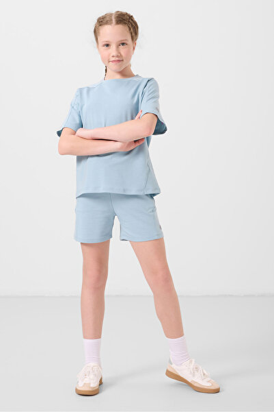 TOMMY LIFE Hellblaues Basic-Shorts-Set für Mädchen aus Baumwolle mit weicher ...