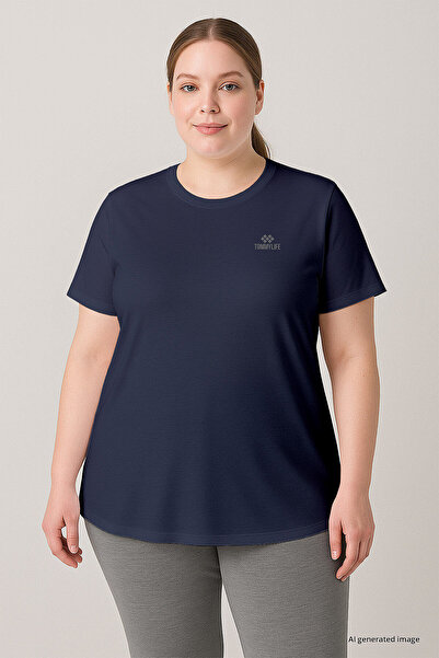 TOMMY LIFE Indigo Printed Comfortable Fit Plus Size Women's T-Shirt - 97308
