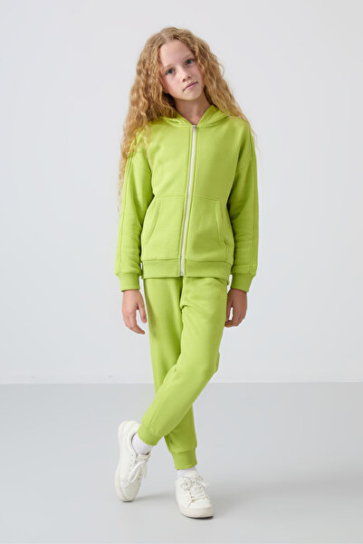 TOMMY LIFE Lime Green Cotton Fuzzy Inside Soft Textured Standard Fit Embroide...