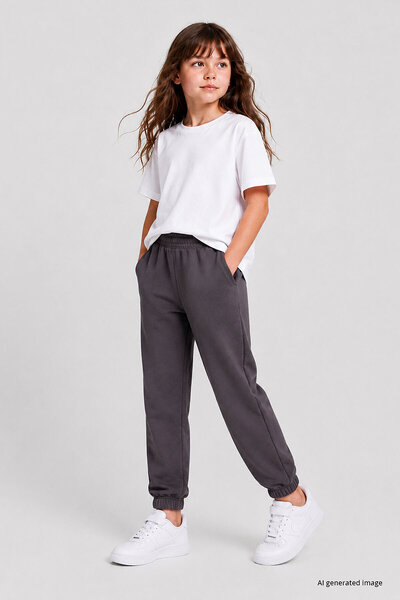 TOMMY LIFE Dark Gray Standard Fit Basic Girls' Sweatpants - 75194