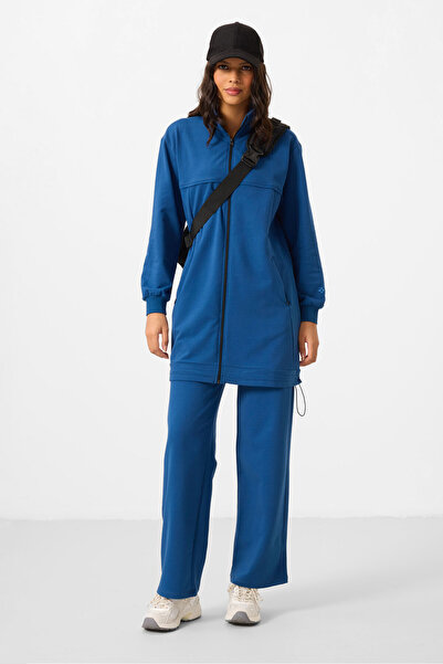 TOMMY LIFE Parliament Stand Collar Zippered Cotton Women's Tracksuit Tunic Su...