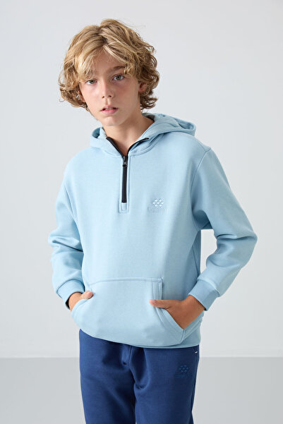 TOMMY LIFE Light Blue Cotton Thick Fleece Lined Soft Textured Standard Fit Em...