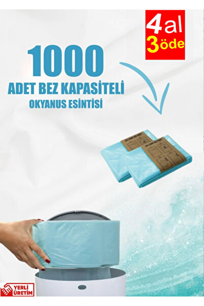 Korbell 16lt Uyumlu Muadil 1000 Adet Bez Kapasiteli 2 Paket Okyanus Kokulu Ye...