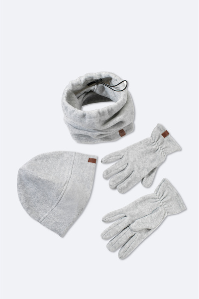 Avva Erkek Gri Polar Basic Boyunluk Bere ve Eldiven Seti B009250