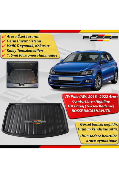 BOSSE VW Polo Bagaj Havuzu Üst Bagaj (AW) 2018 Sonrası Araca Özel 3D Bagaj Ha...