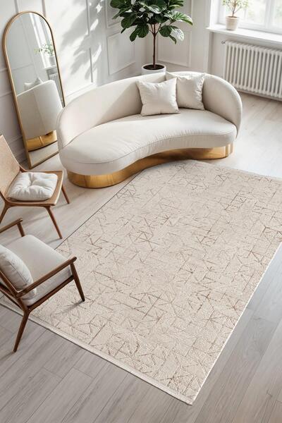 Cotto Home Armony Ar015K Krem Halı Modern Desenli Akrilik Pamuk Taban Tozu Az...