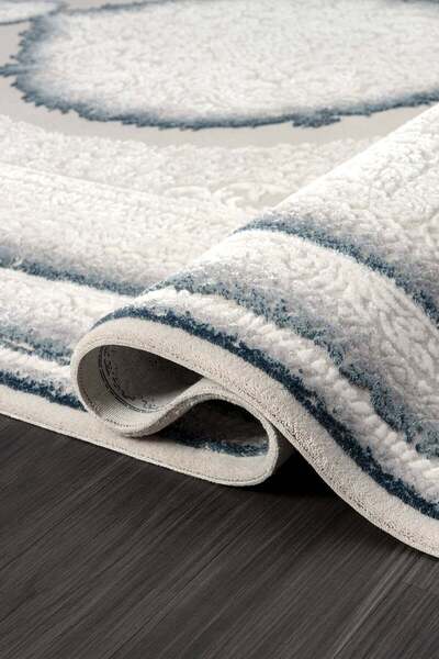 Cotto Home Feel FL001M Krem Halı Avangard Desenli Akrilik Tozu Az Pamuk Taban...
