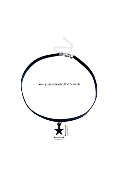 Choice 40cm Steel color Cute Star Five-pointed Star Black PU Neck Strap Choke...