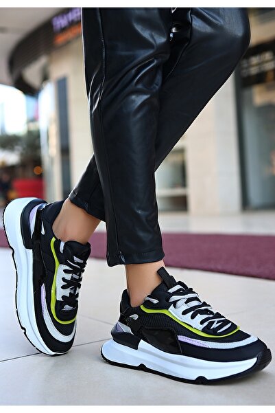 pabucmarketi Black Lilac Detailed Women's Sports Shoes