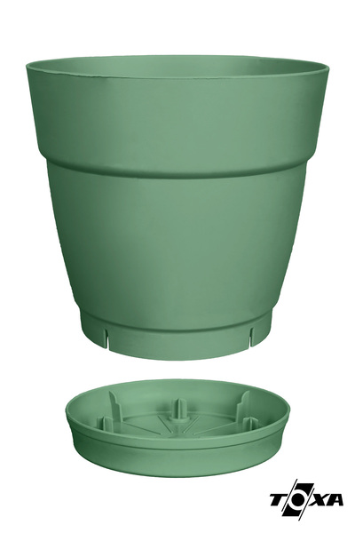 ToXA 3 Adet 2 Litre (17 cm) Mono Saksı Seti Tabaklı Drenaj Delikli Plastik Çiçek Saksısı