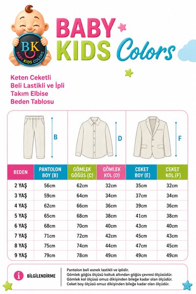 baby kids colors Flared Linen Casual Jacket Suit/Shirt Pants Jacket Bow Tie (Ay Grubu Zibinli)