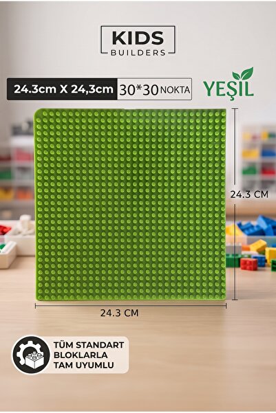 Kuzutoys Classic LE-GO Uyumlu Yeşil Zemin Yapı Blok Taban Plakası 24,3x24,3 c...
