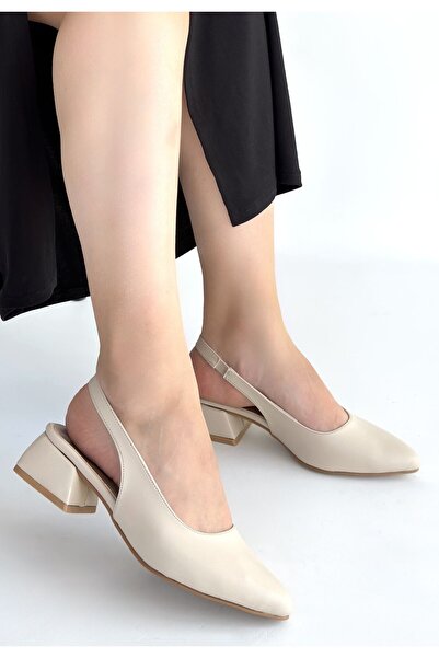 pabucmarketi Beige Women's Heeled Shoes